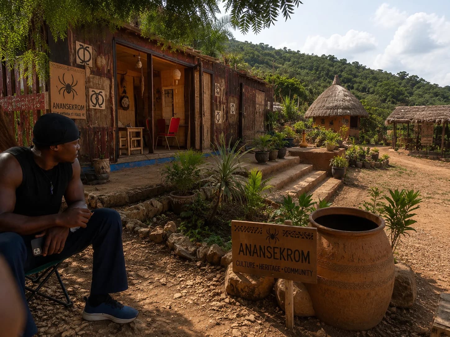 Anansekrom village courtyard, a setting for community exchange