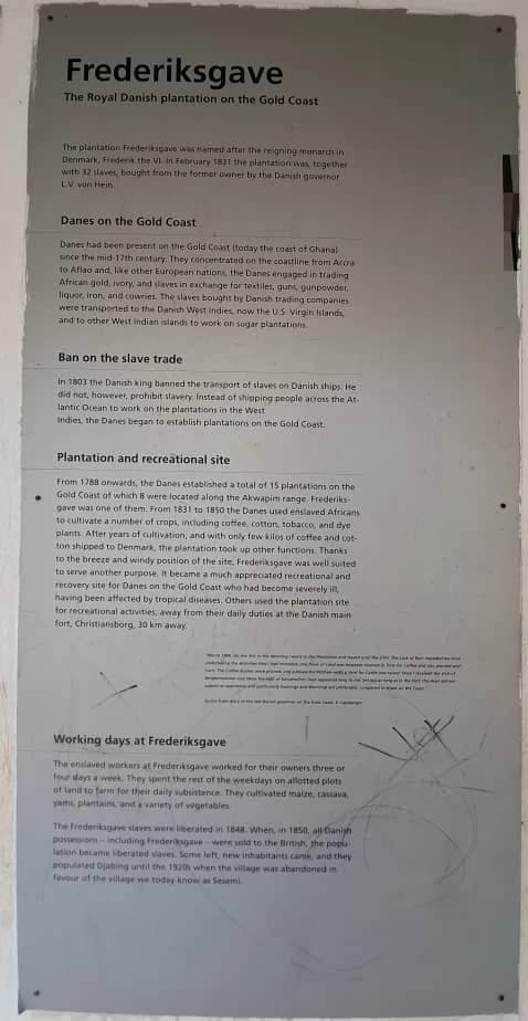 Frederiksgave exhibition panel explaining Danish plantation slavery and daily life